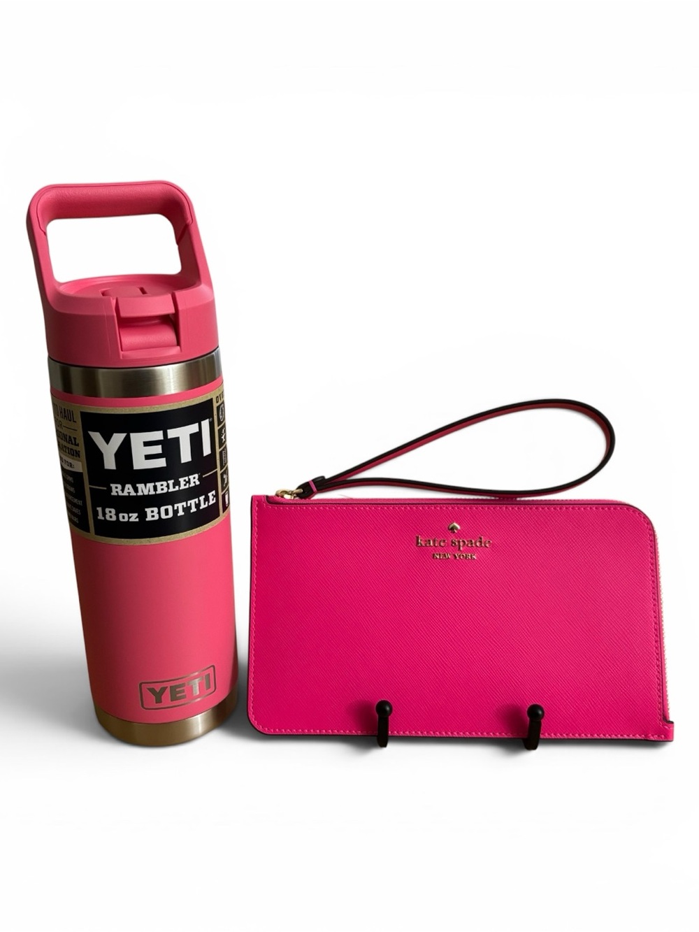 NEW YETI Rambler 18oz Bottle & Kate Spade Hot Pink Wristlet
